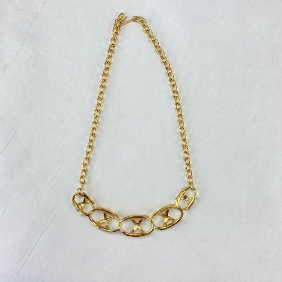 Vintage Avon 1992 Bamboo Trellis Gold Tone Chain Choker Necklace With Box - Picture 5 of 9